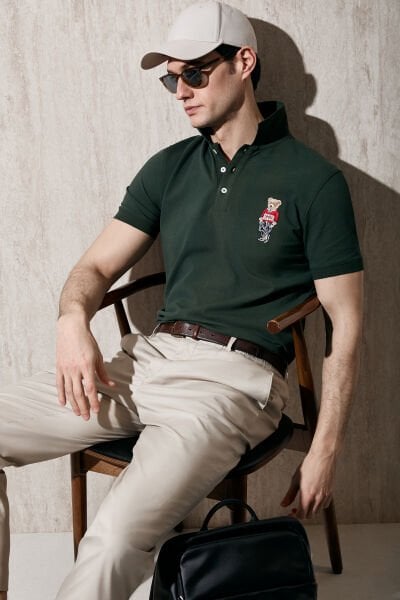 Lufian Brady Smart Erkek Polo Tişört 111040245 Haki - XXL