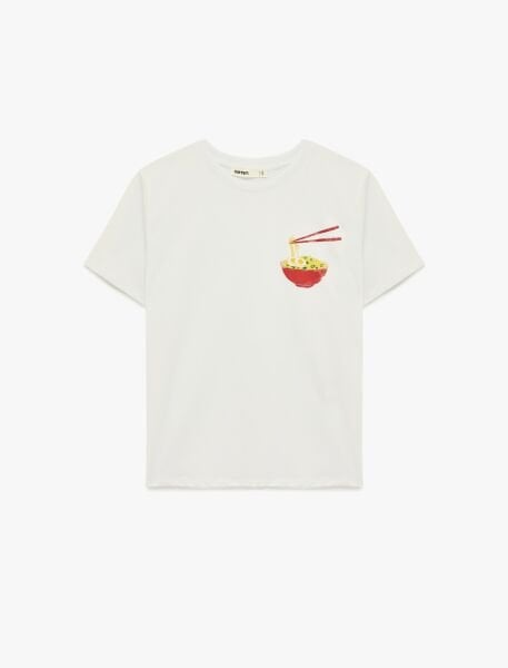 Koton Beyaz Tişört 6SAK50055EK Beyaz - XXL