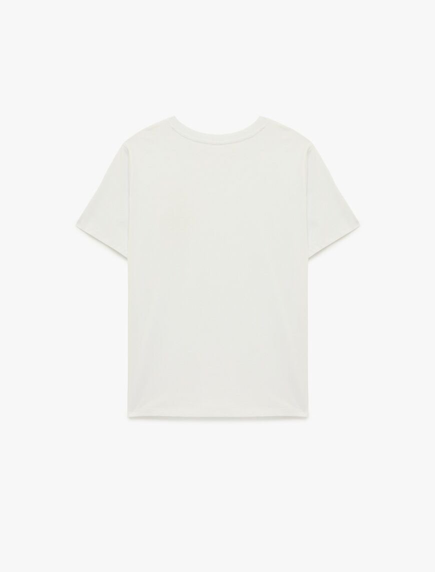 Koton Beyaz Tişört 6SAK50055EK Beyaz - XXL