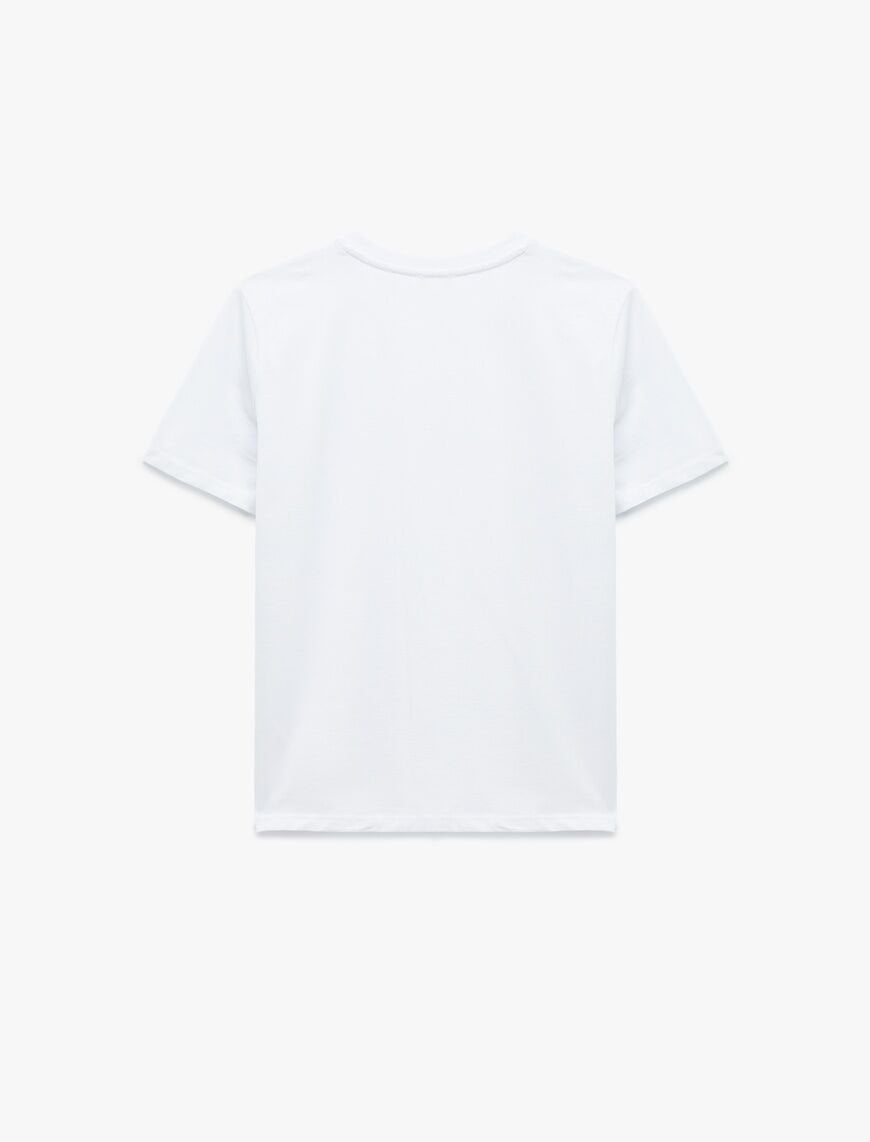 Koton Beyaz Tişört 6SAK50056EK Beyaz - XXL