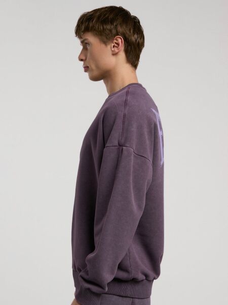 Everlast Bronx 1910 Yıkamalı Kahverengi Erkek Sweatshirt XXL - Koyu Mor