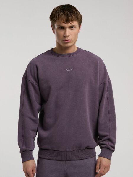 Everlast Bronx 1910 Yıkamalı Kahverengi Erkek Sweatshirt XXL - Koyu Mor