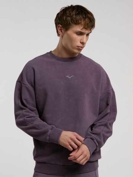 Everlast Bronx 1910 Yıkamalı Kahverengi Erkek Sweatshirt XXL - Koyu Mor