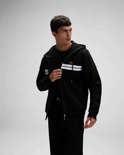 Ellesse Fermuarlı Kapüşonlu Sweatshırt Siyah - XL