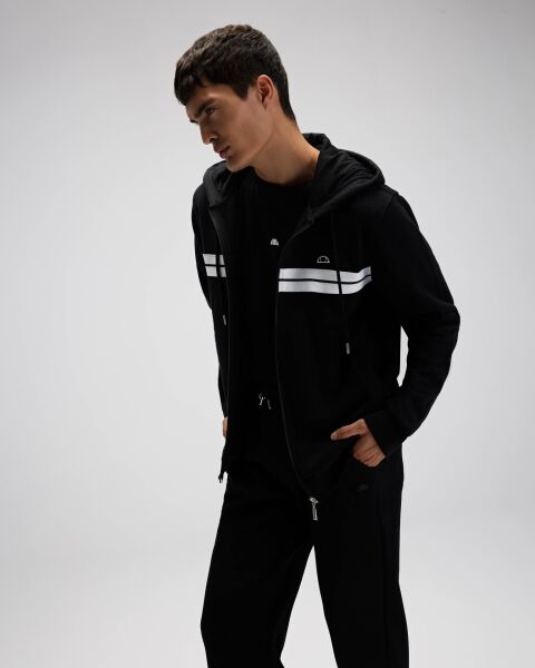 Ellesse Fermuarlı Kapüşonlu Sweatshırt Siyah - XXL