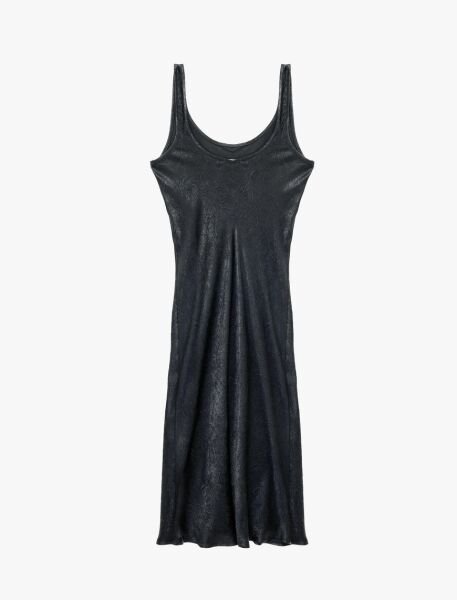 Koton Kadın Antrasit Kolsuz U Yaka Slim Fit Saten Midi Abiye Elbise 6SAK80115UW Beyaz - 36