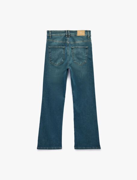 Düz Paça Kot Pantolon Düğmeli - Straight Jeans
