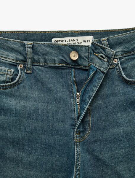 Düz Paça Kot Pantolon Düğmeli - Straight Jeans