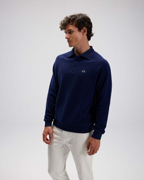 Ellesse Erkek Polo Sweatshırt Em633 Lacivert - XXL