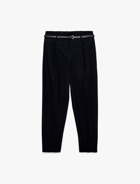 Koton Lacivert Çizgili Pantolon 6Sak40238Uw Lacivert - 42