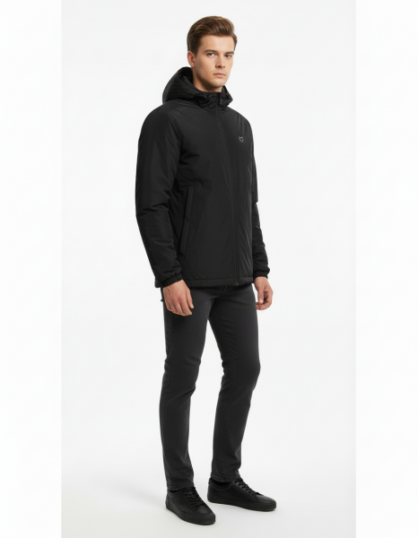 Gamp Erkek Kapüşonlu Su Ve Rüzgar İtici Özellikli İçi Dolgulu Kışlık Parka Mont Siyah - XXL