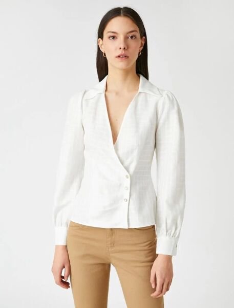 Koton Kırık Beyaz Bluz 6Sak60127Uw Beyaz - 44