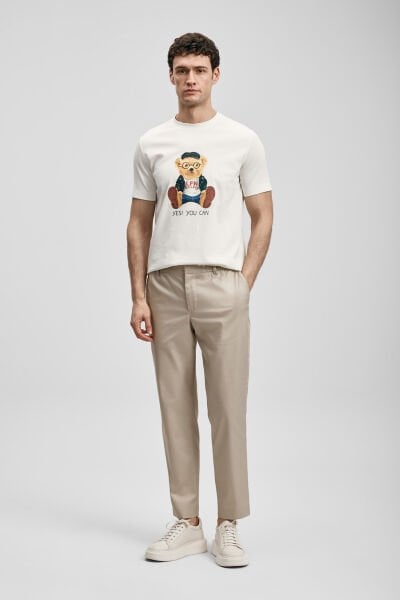 Lufian Teddy Modern Grafik T- Shirt 111020305 3XL - KIRIK BEYAZ