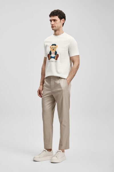 Lufian Teddy Modern Grafik T- Shirt 111020305 3XL - KIRIK BEYAZ
