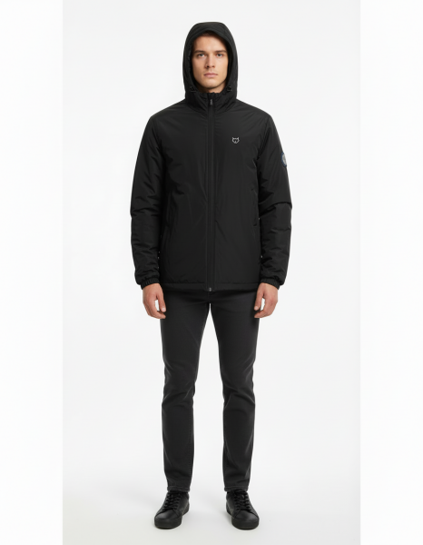 Gamp Erkek Kapüşonlu Su Ve Rüzgar İtici Özellikli İçi Dolgulu Kışlık Parka Mont Siyah - XXL