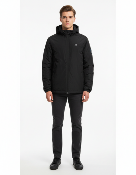 Gamp Erkek Kapüşonlu Su Ve Rüzgar İtici Özellikli İçi Dolgulu Kışlık Parka Mont Siyah - XXXL