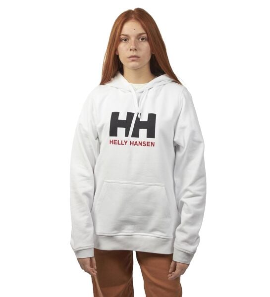 HELLY HANSEN W Logo Kapişonlu Kadın Hoodie Sweatshirt Beyaz - S