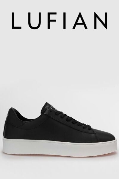 Sneaker Erkek Deri Ayakkabı SİYAH Beyaz - 41