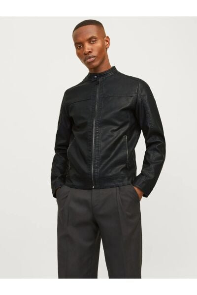 Jack & Jones Jjewarner Jacket Noos Siyah Erkek Deri Ceket 12182461