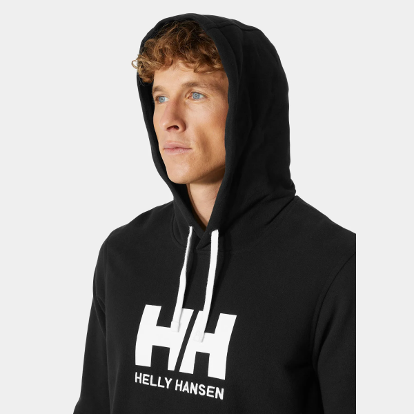 HELLY HANSEN Logo Kapişonlu Erkek Hoodie Sweatshirt Siyah - M