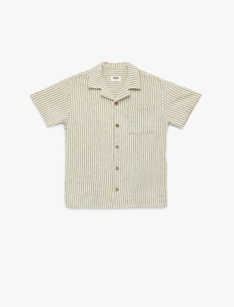 Koton Ekru Çizgili Gömlek 6Skb60095Tw Ekru - 9-10