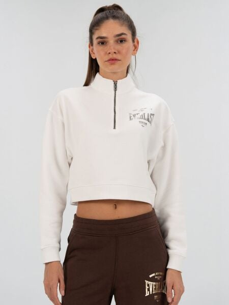 Everlast Bronx NYC Kahverengi Kadın Sweatshirt M - Beyaz