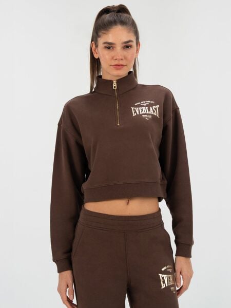 Everlast Bronx NYC Kahverengi Kadın Sweatshirt XS - Çikolata