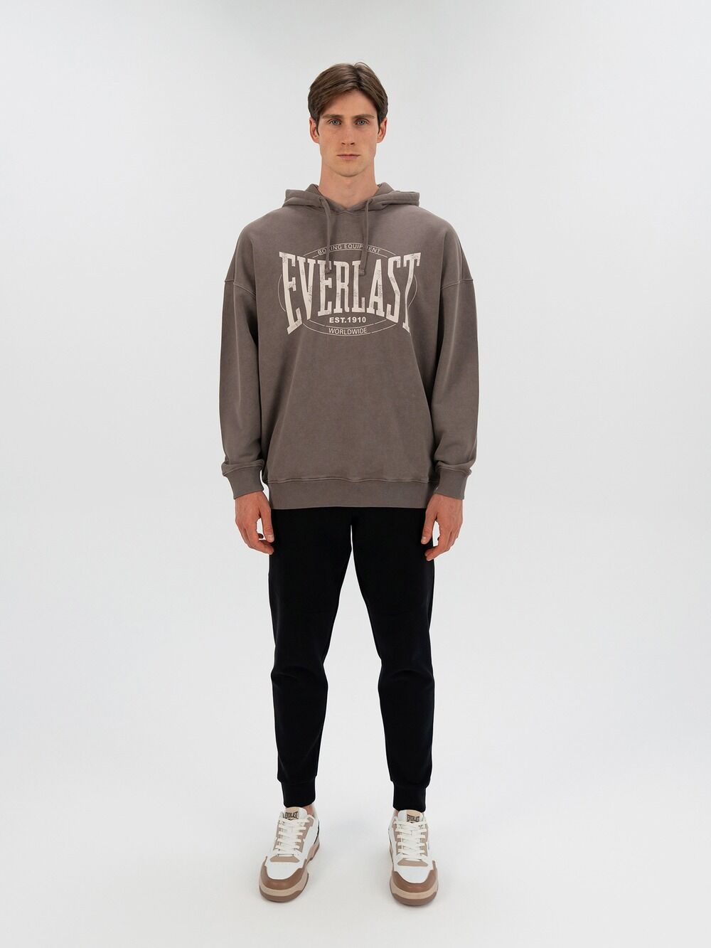 Everlast Authentic Boxing Oversize Koyu Vizon Erkek Kapüşonlu Sweatshirt XL - Koyu Vizon