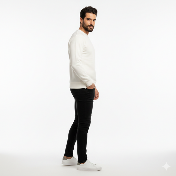 Privilege Pamuklu Sweatshirt Bisiklet Yaka Standart Rahat Kalıp (Regular Fit) Erkek/Kadın/Unisex XXL - Ekru