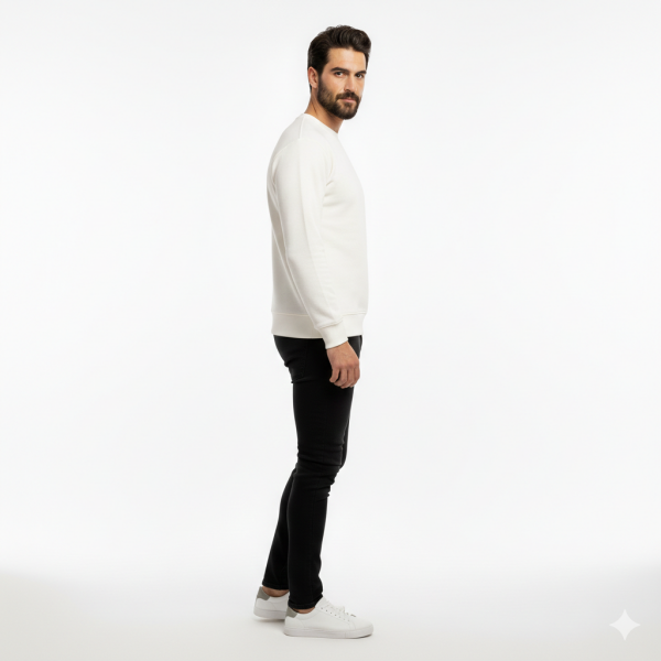 Privilege Pamuklu Sweatshirt Bisiklet Yaka Standart Rahat Kalıp (Regular Fit) Erkek/Kadın/Unisex XXL - Ekru