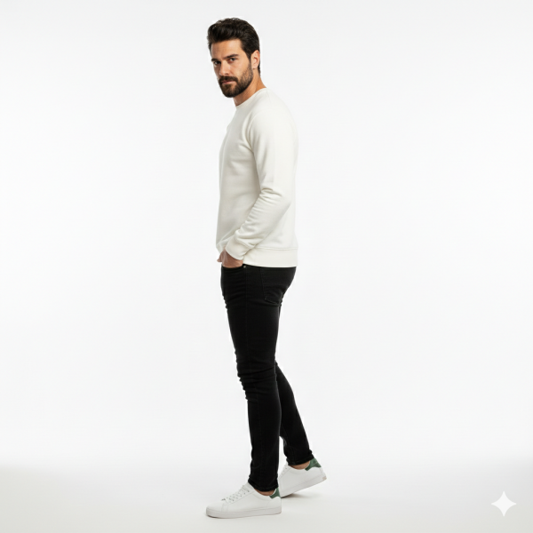 Privilege Pamuklu Sweatshirt Bisiklet Yaka Standart Rahat Kalıp (Regular Fit) Erkek/Kadın/Unisex XXL - Ekru