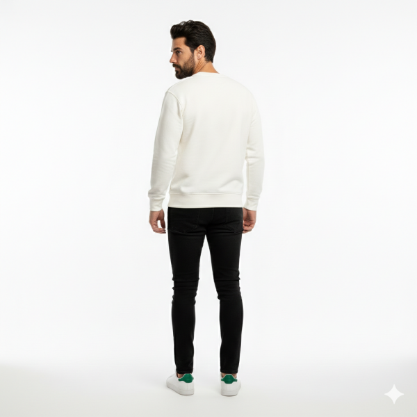 Privilege Pamuklu Sweatshirt Bisiklet Yaka Standart Rahat Kalıp (Regular Fit) Erkek/Kadın/Unisex XXL - Ekru