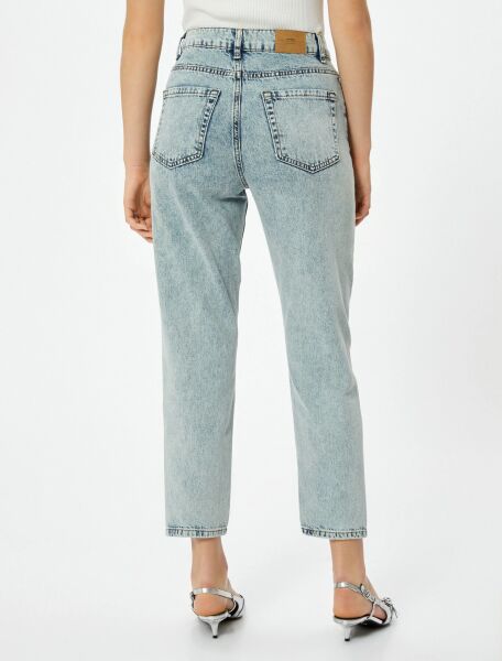 Yüksek Bel İspanyol Paça Düğmeli Slim Fit Cepli Kot Pantolon - Flare Jeans