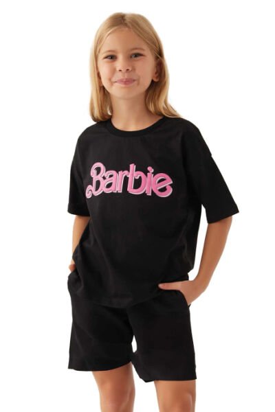 Barbie Barbie Kız Çocuk T-Shırt Süprem  Kumaş Siyah - 4-5