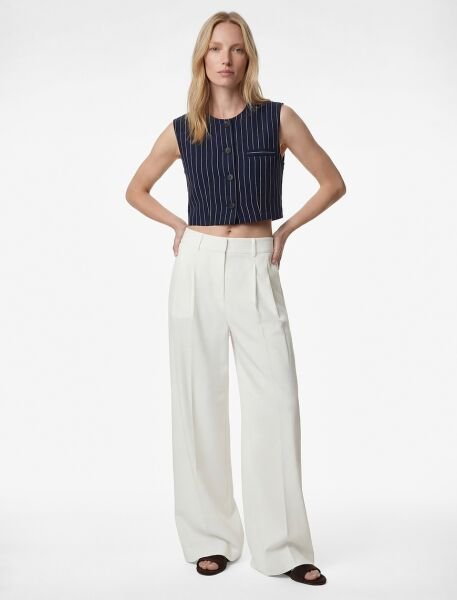 Koton Lacivert Çizgili Yelek 6Sak20028Pw Lacivert - 42