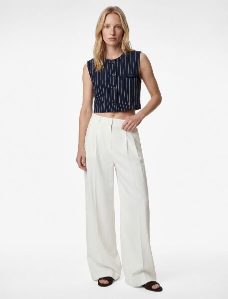 Koton Lacivert Çizgili Yelek 6Sak20028Pw Lacivert - 42