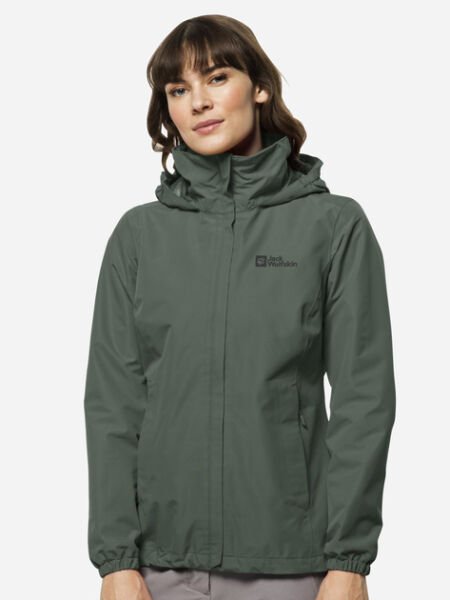 Jack Wolfskin  Kadın Mont Stormy Poınt 2L Jkt W 1111202 Koyu Yeşil - XS
