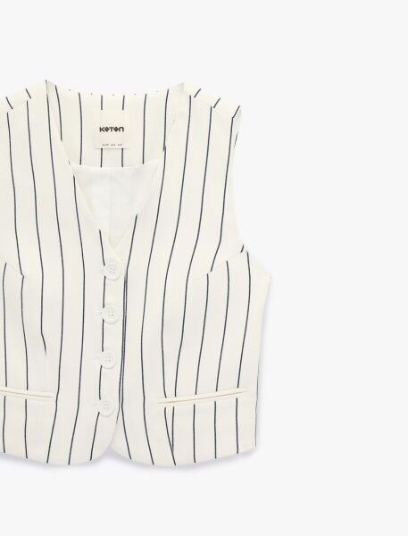 Koton Lacivert Çizgili Yelek 6Sak20029Pw Lacivert - 42