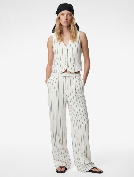 Koton Lacivert Çizgili Pantolon 6Sak40124Pw Lacivert - 42