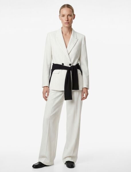 Koton Beyaz Çizgili Pantolon 6Sak40306Uw Beyaz - 42