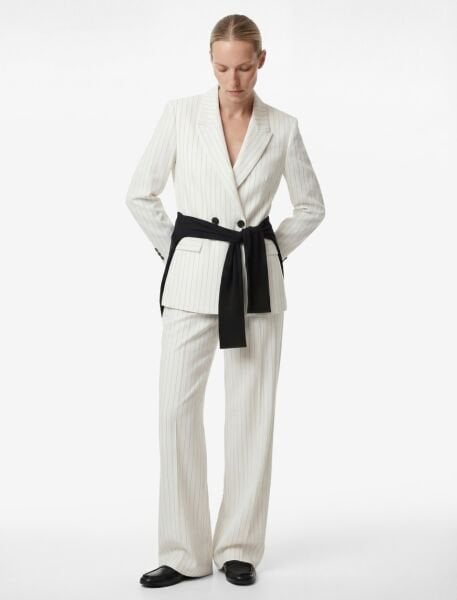 Koton Beyaz Çizgili Pantolon 6Sak40306Uw Beyaz - 42