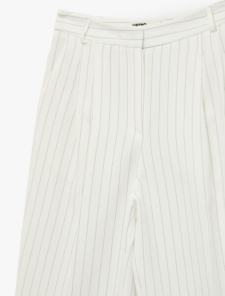 Koton Beyaz Çizgili Pantolon 6Sak40306Uw Beyaz - 42