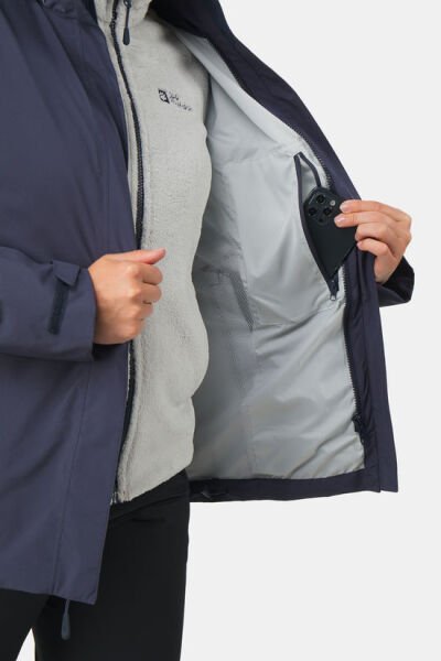 Jack Wolfskin ROTWAND 3IN1 JKT W Kadın Mont Lacivert - S