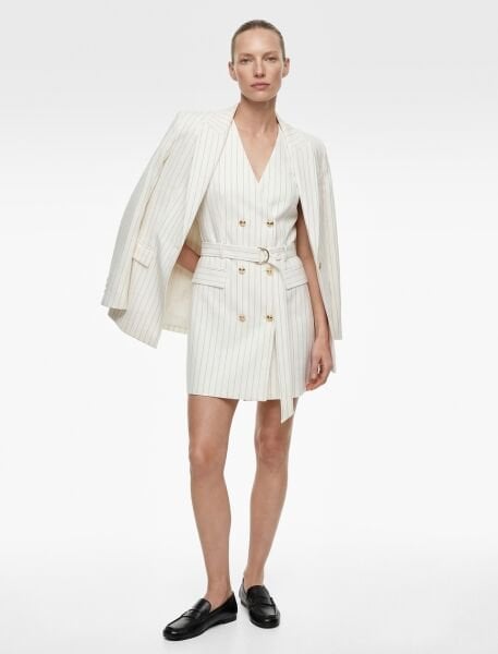 Koton Beyaz Çizgili Elbise 6Sak80222Uw Beyaz - 42