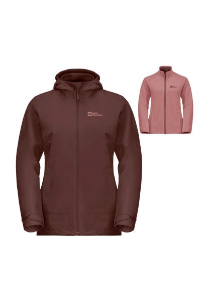 Jack Wolfskin MOONRISE 3IN1 JKT W Kadın Mont Kahverengi - XS