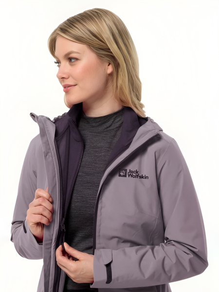 Jack Wolfskin MOONRISE 3IN1 JKT W Kadın Mont Gri - XS