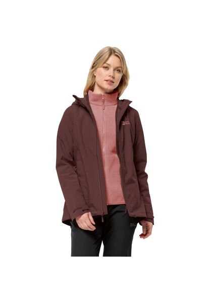 Jack Wolfskin MOONRISE 3IN1 JKT W Kadın Mont Kahverengi - XS
