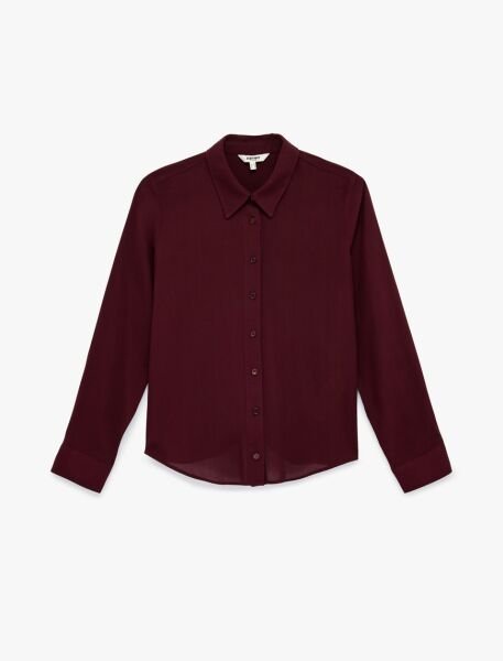 Koton Kırık Beyaz Gömlek 6Sak60201Uw 44 - Bordo