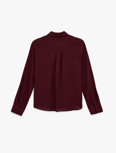 Koton Kırık Beyaz Gömlek 6Sak60201Uw 44 - Bordo