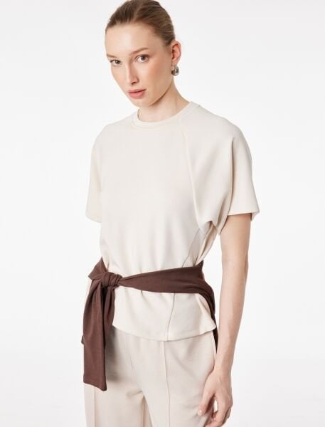 Koton Bej Tişört 6Sak50264Ek XXL - Bej